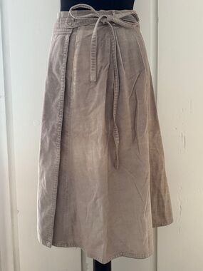 Vintage Midi Wrap Skirt with Tie Waist